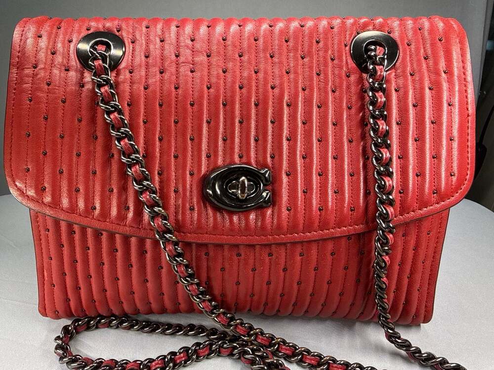 Coach Parker Shoulder Bag in Quilted Leather with Rivets Coach Crossbody bag Sta